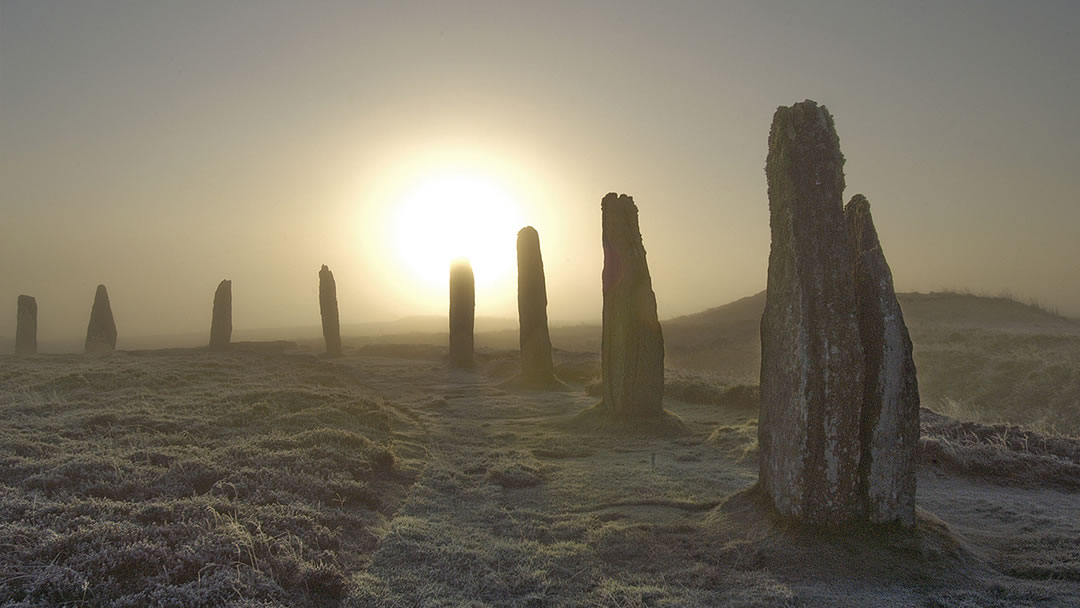 The Ring of Brodgar in Orkney at dusk