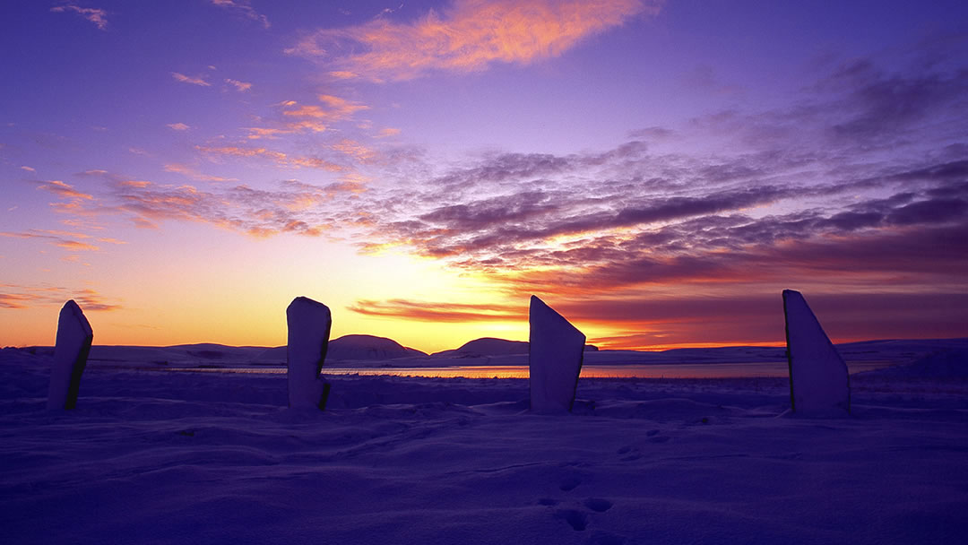 Winter sunset at Brodgar in Orkney