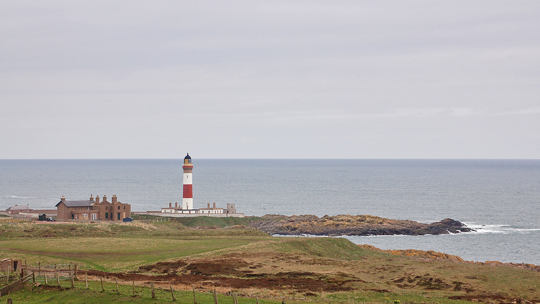 A coastal viewpoint of the Buchan Ness Lighthouse