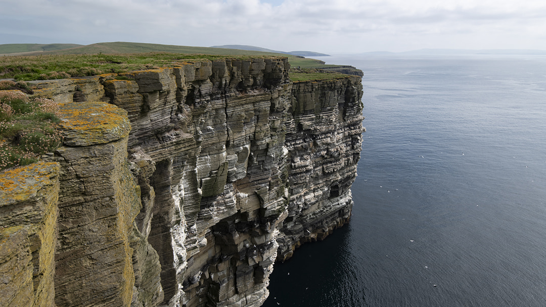 The towering cliffs at Noup Head