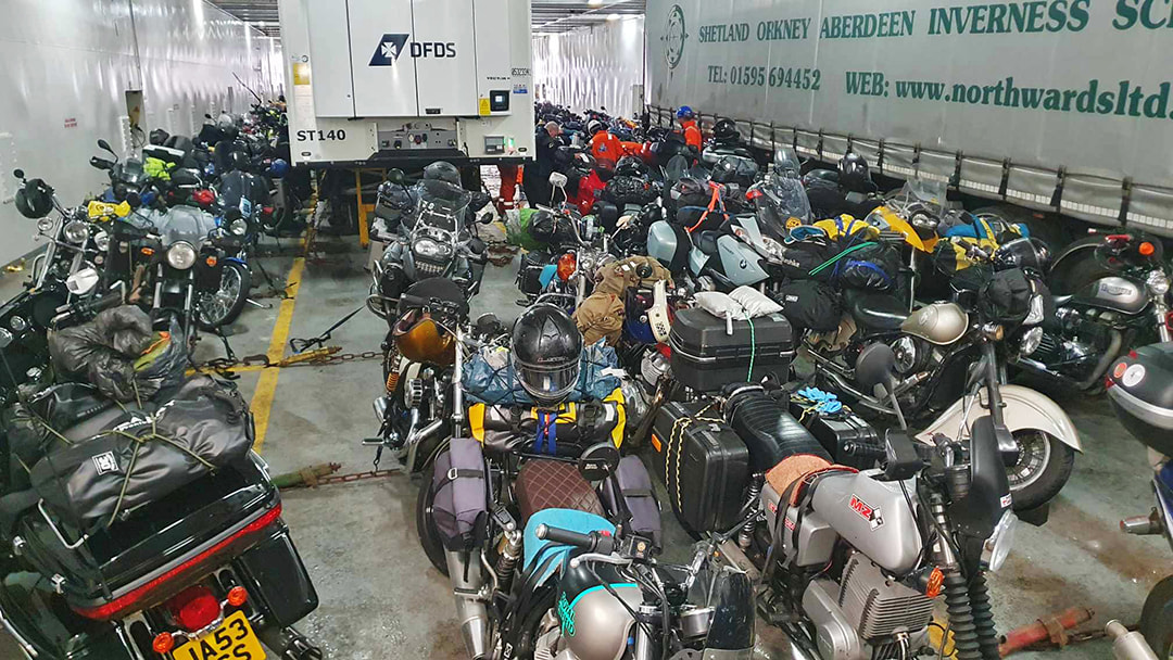 Over 120 motorbikes were transported to Shetland for the Simmer Dim Rally