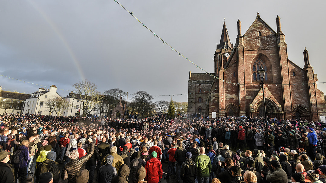 The Ba' beginning outside St Magnus Cathedral - New Years Day 2017