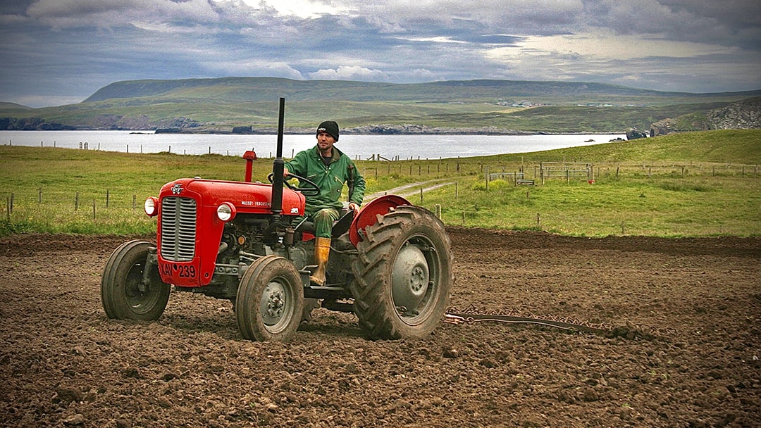 Chris working on the farm