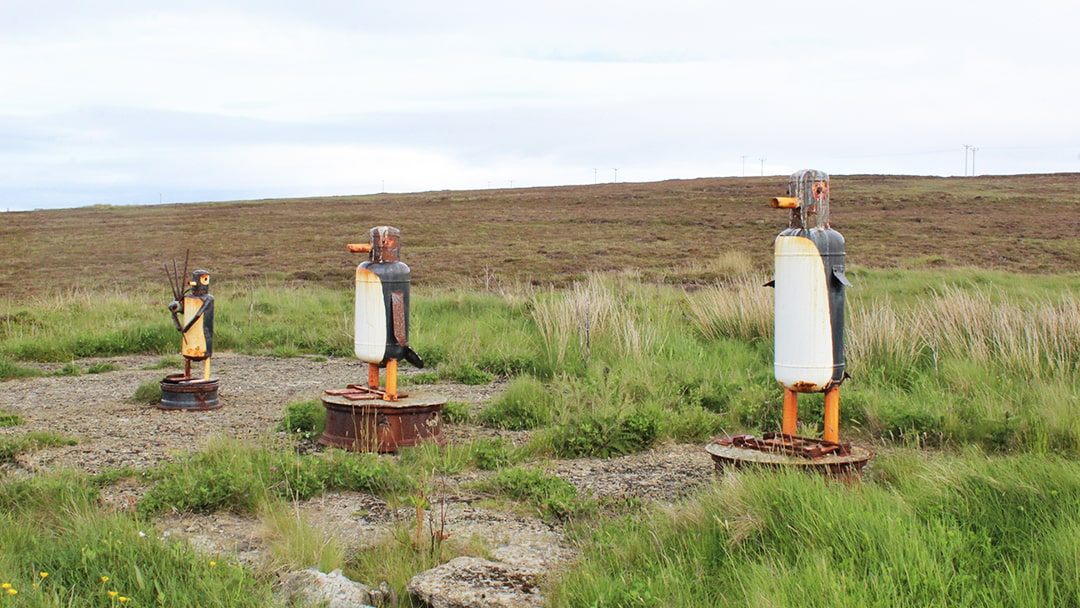 A family of penguins made from recycled metal