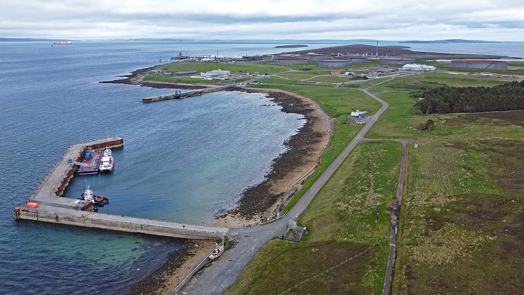 Flotta oil terminal, seen from the air