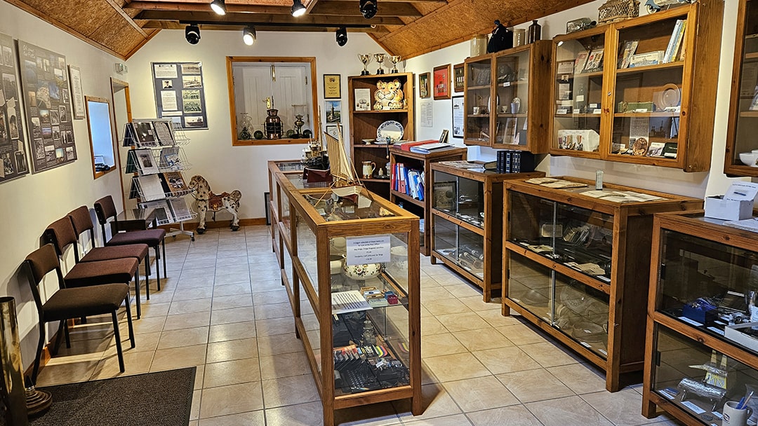 Inside the Flotta Heritage Centre - the tiger can be seen in the far right corner