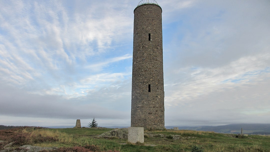 The General William Burnett memorial tower at the summit of Scotly Hill