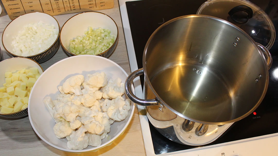 All the veg chopped and ready to be added to the pot