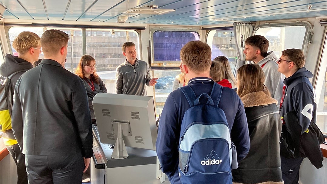 First year RGU students enjoying a tour onboard the MV Hjaltland