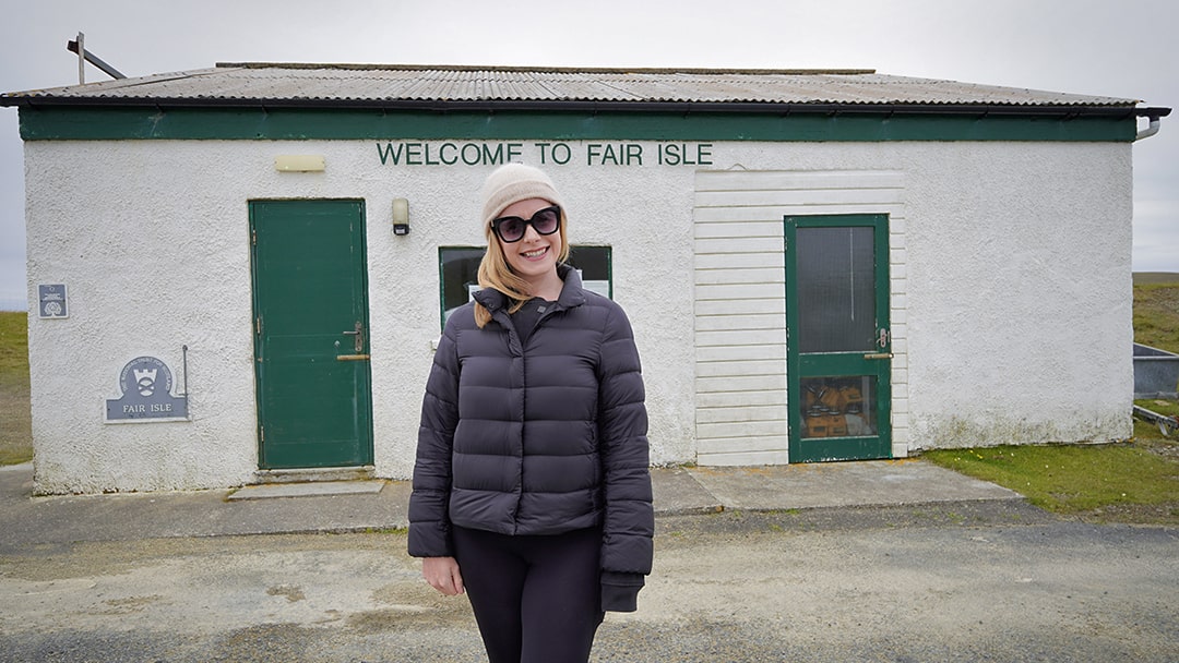 Ruth at the airport in Fair Isle, Shetland