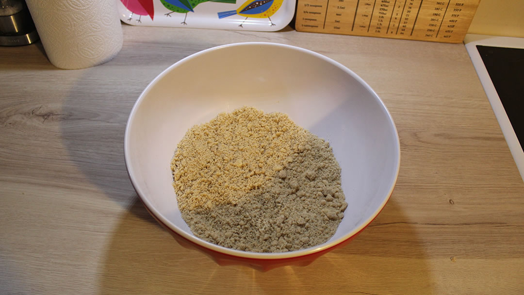 The beremeal, flour and butter rubbed together looks like breadcrumbs