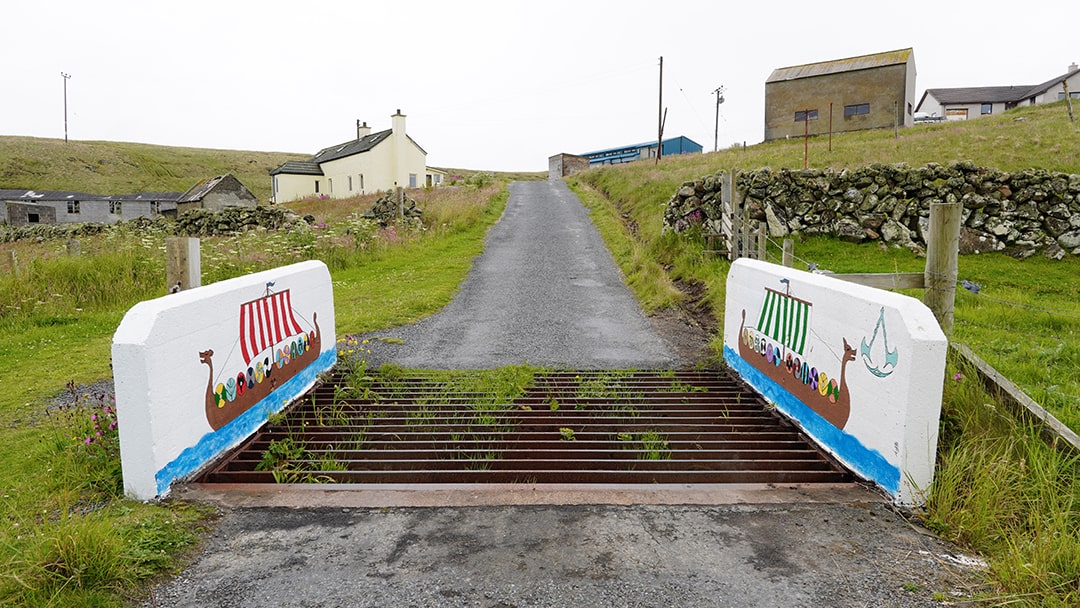 A unique bridge crossing back over to Bruray, Out Skerries