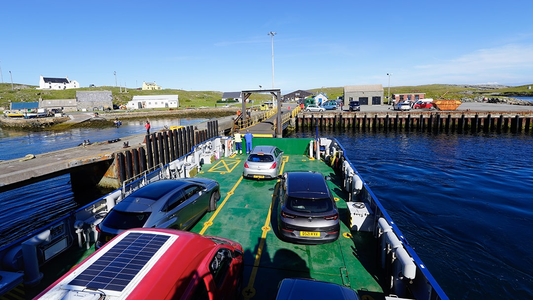 Docking in Bruray - one of two uninhabited islands in the Out Skerries