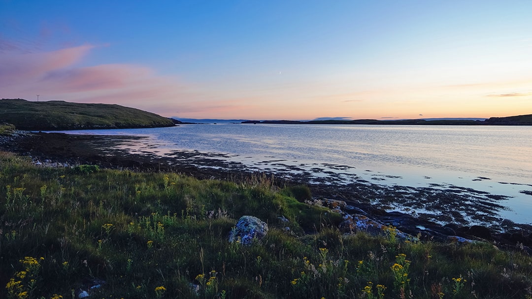 Enjoying a magnificent sunset in the Out Skerries, Shetland