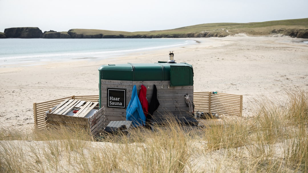 Haar Sauna overlooking St Ninians Isle