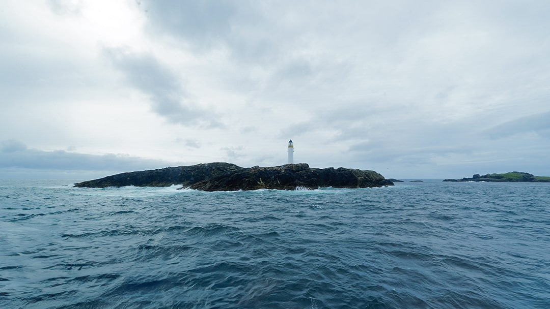 Passing the Skerries lighthouse on the way back to Lerwick