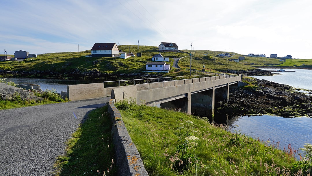 The bridge over to Housay - another uninhabited island in Out Skerries