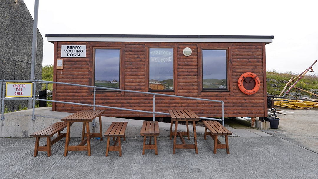 The small ferry terminal at Bruray, Out Skerries