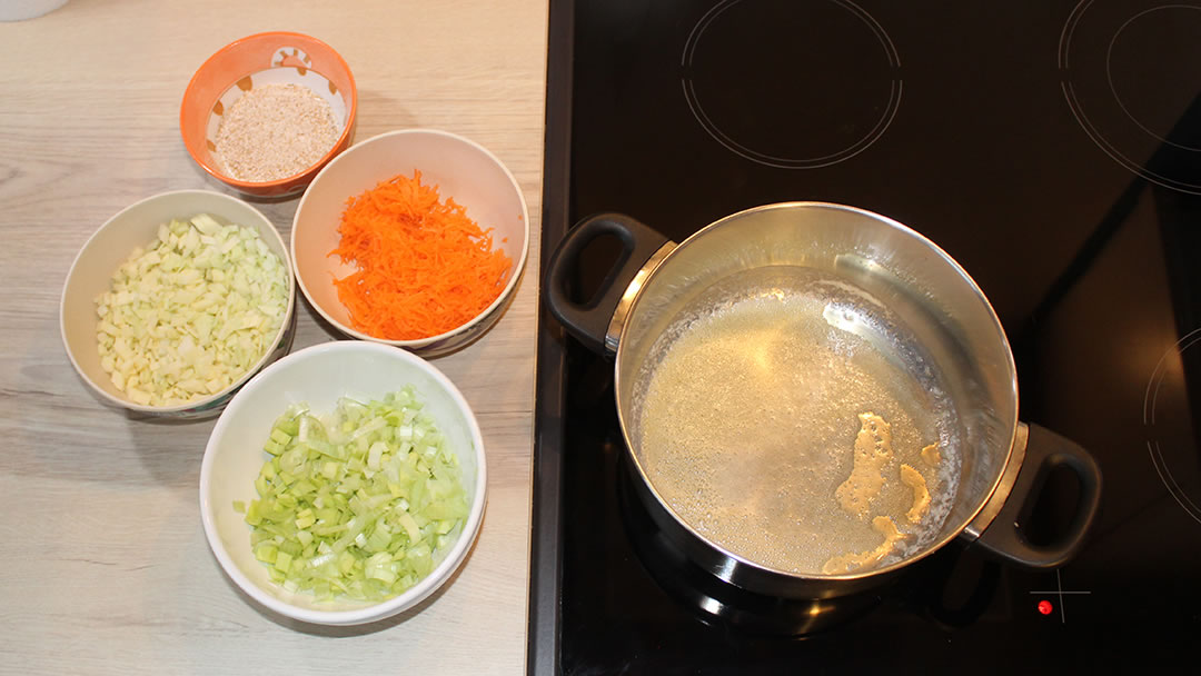 Chopped veg for Orcadian Oatmeal Soup