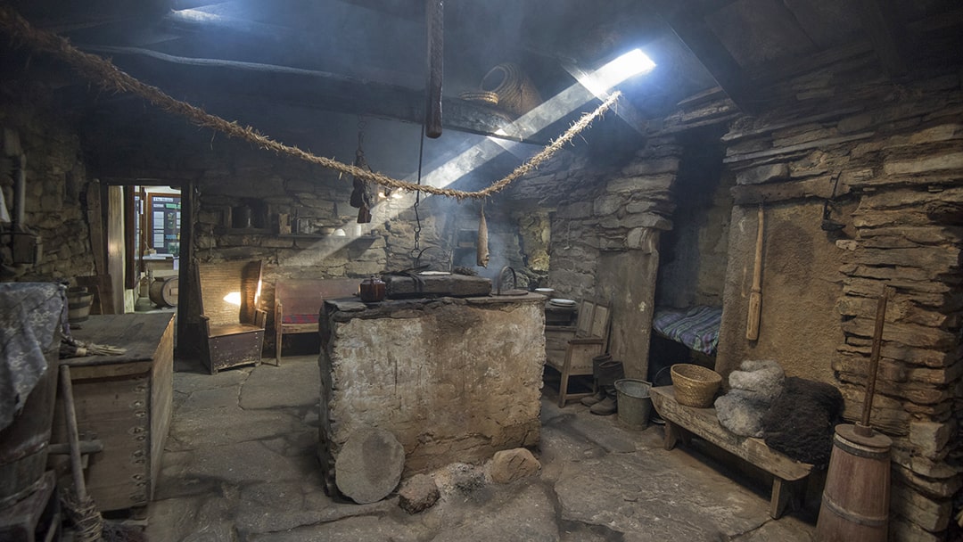 Inside the Kirbuster Farm Museum in Orkney